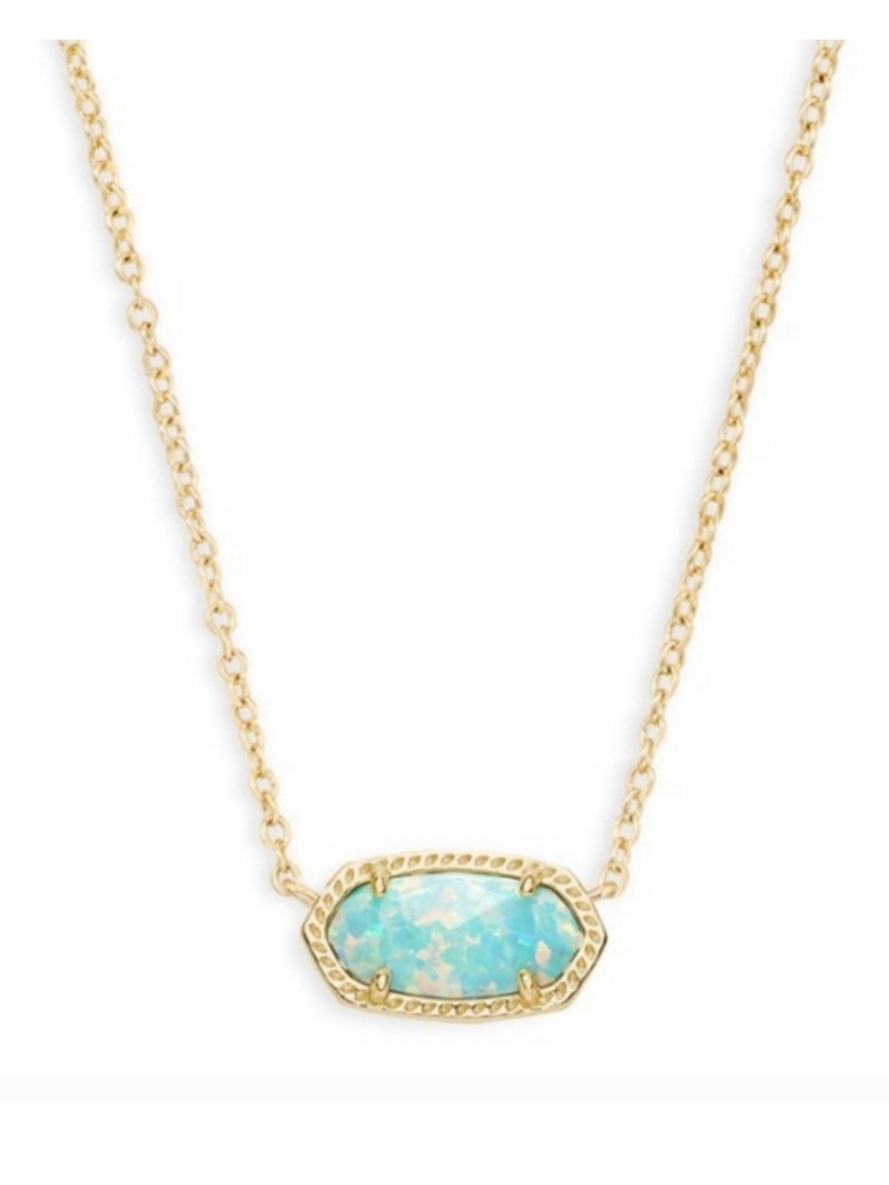 Kendra Scott Gold Necklace with Aqua Opal Pendant